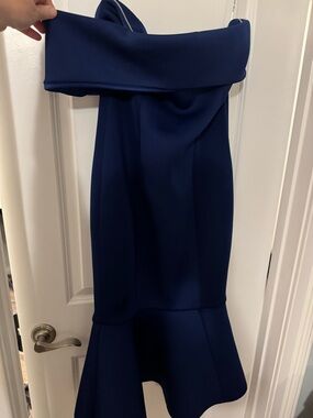 Lavish Alice Navy Off-Shoulder Midi Dress